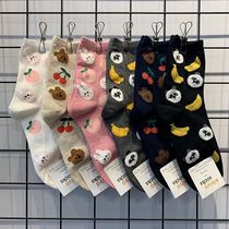 20 Korea Dongdaemun Socks Han Version Brief Cute Cartoon Animal Fruits Cotton Socks Lady Midcylinder Socks