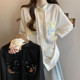 Plus size women's new Chinese style button-up shirt early spring slightly fat mm mid-length straight shoulder improved Tang suit top