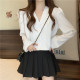 Large size fashionable white long-sleeved shirt for women in spring and autumn fat mm slim short suit jacket high-end top