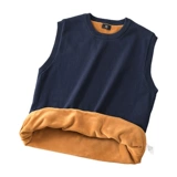 Цветной удерживающий тепло приятный телу утепленный трикотажный жилет для отдыха, круглый воротник