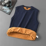 Цветной удерживающий тепло приятный телу утепленный трикотажный жилет для отдыха, круглый воротник