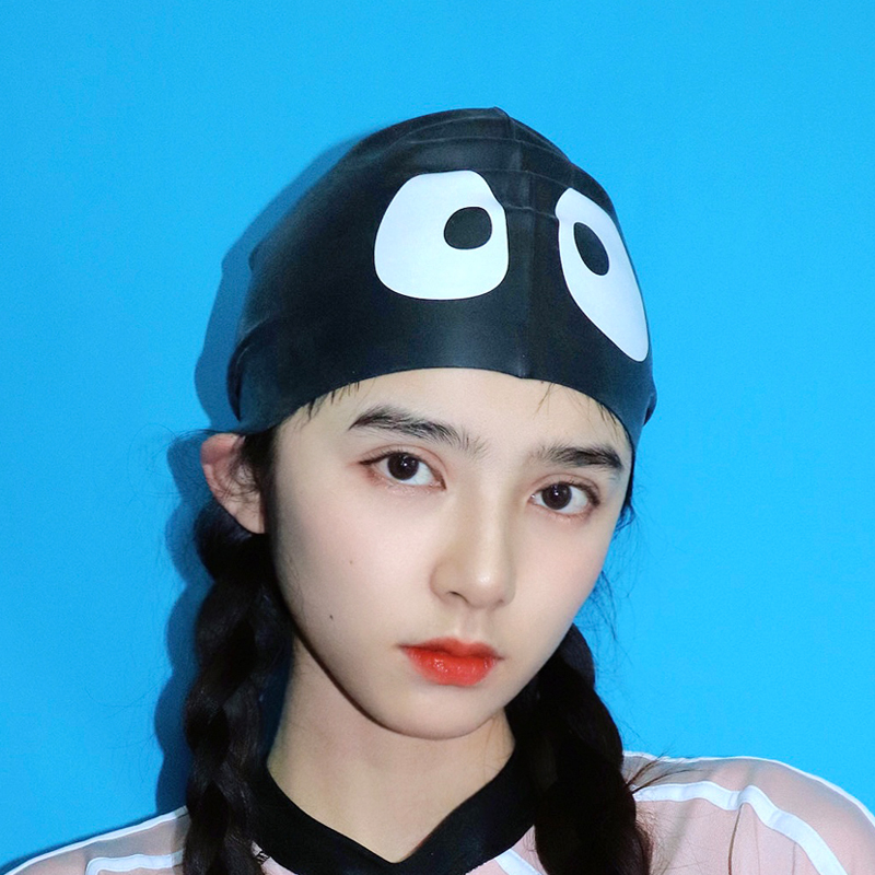 Eye silicone swimming cap adult male and female without heads waterproof hair protection ear professional large head swimming cap