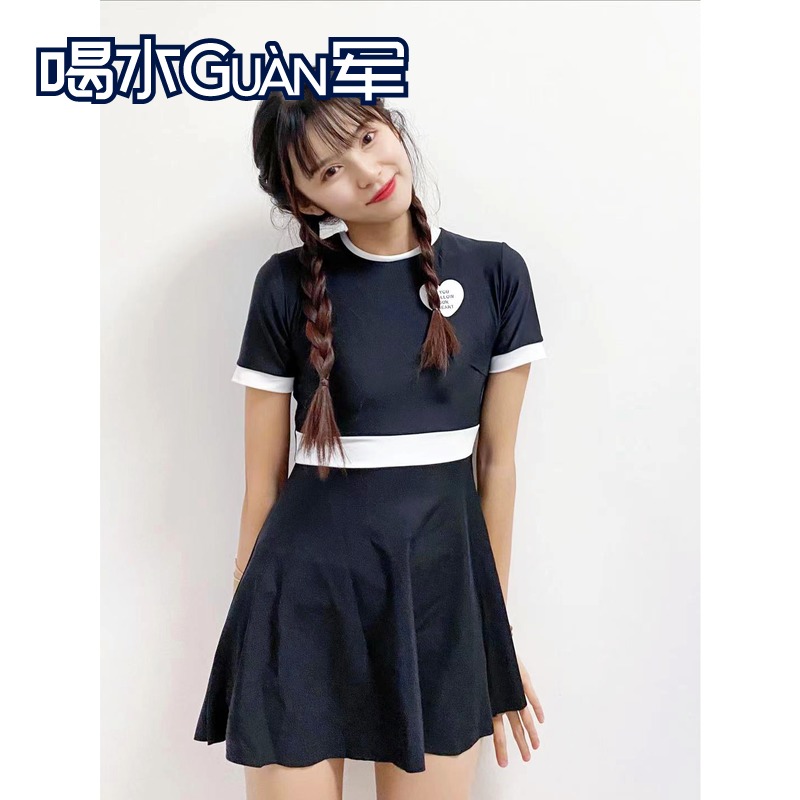 Retro one-piece swimsuit woman with skirt two-piece set 2021 new student Conspiculean Vegled Spa Swimsuit