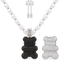 Same style as Yang Zi]APM Yummy black and white pearl couple necklace cool New Year gift for boys and girls