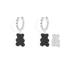 New product]APM Monaco Baby Mood Yummy silver bead hoop earrings fashionable black and white earrings gift