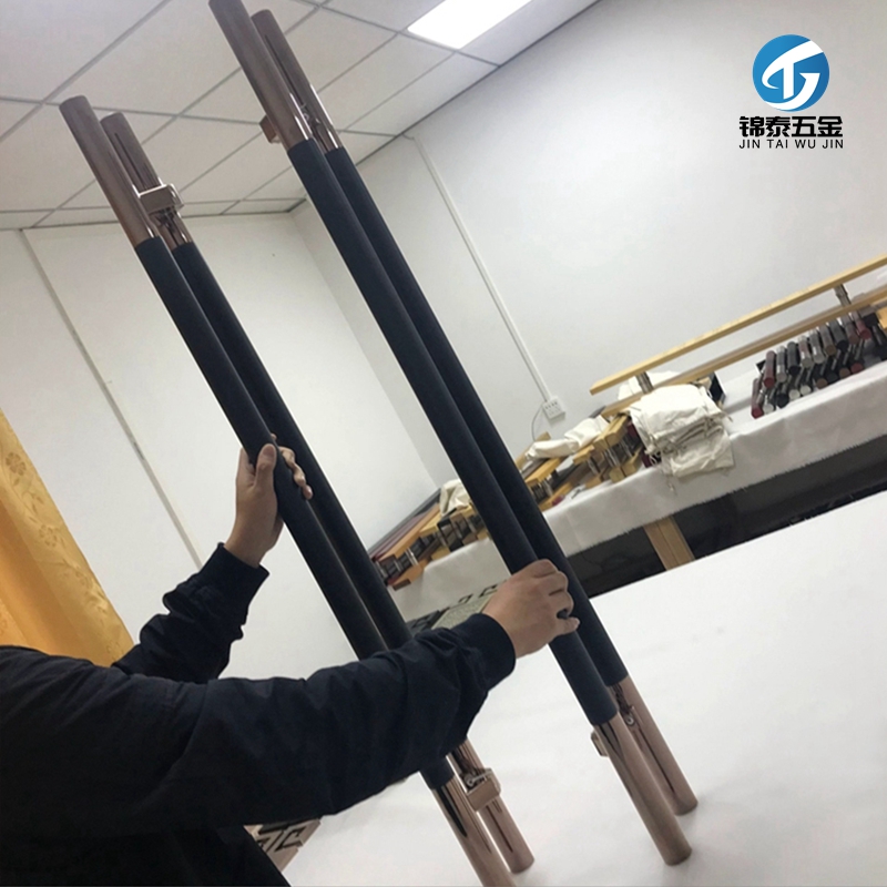 Chinese stainless steel glass door handle solid wood door frameless door handle rose gold log handrail thickened