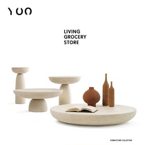 Nordic minimalist creative mushroom coffee table wabi-sabi design terrazzo disk combination corner table large flat floor model house