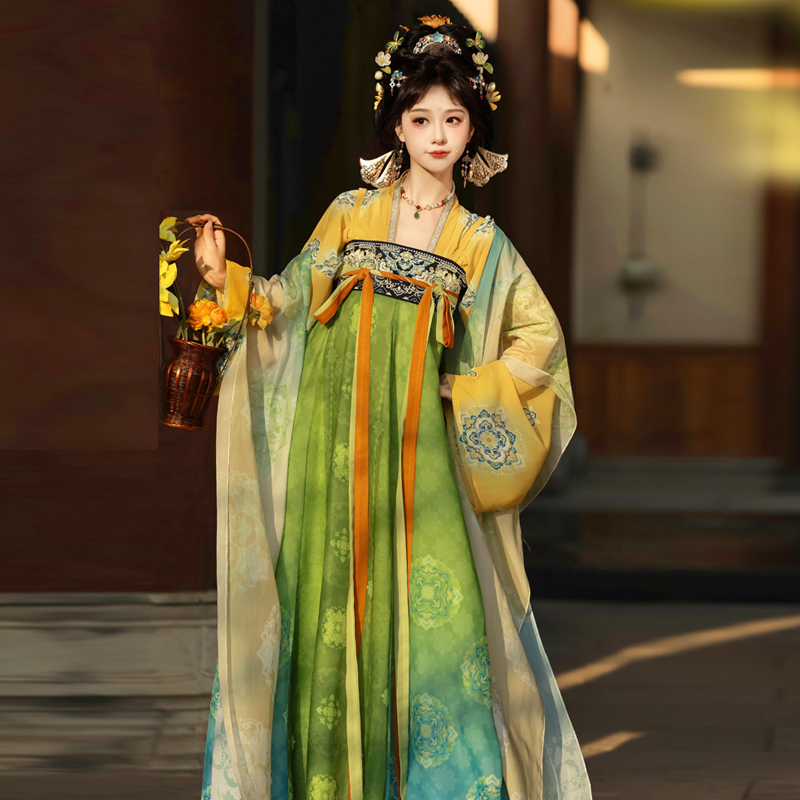 Manxi Suo Original【Shijingchun】Restored Tang-Style High-Waisted Skirt Set for Spring and Summer Daily Wear