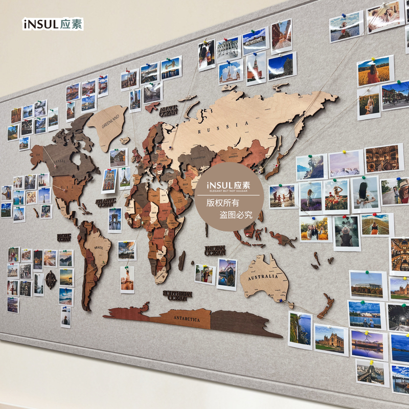 World Map Travel Record Wall Wooden 3D Map Felt Board Photo Wall DIY Footprint World Map Travel Record Wall Wooden 3D Map Felt Board Photo Wall DIY Footprint