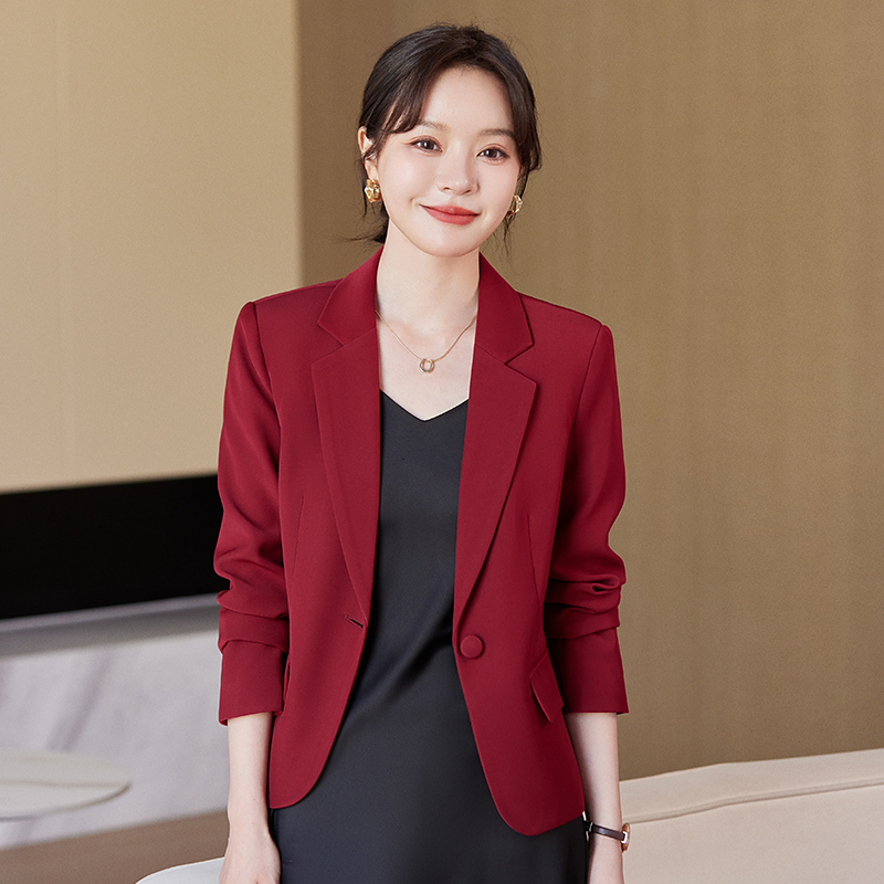 Burgundy Blazer for Women, Spring and Autumn 2026 New Style, Casual Slim Fit, Petite Top, Short Women's Blazer