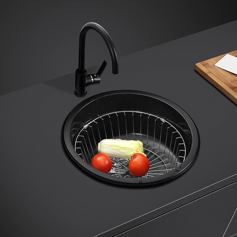 Hanmo quartz stone round sink bar small single sink table kitchen basin granite sink basin