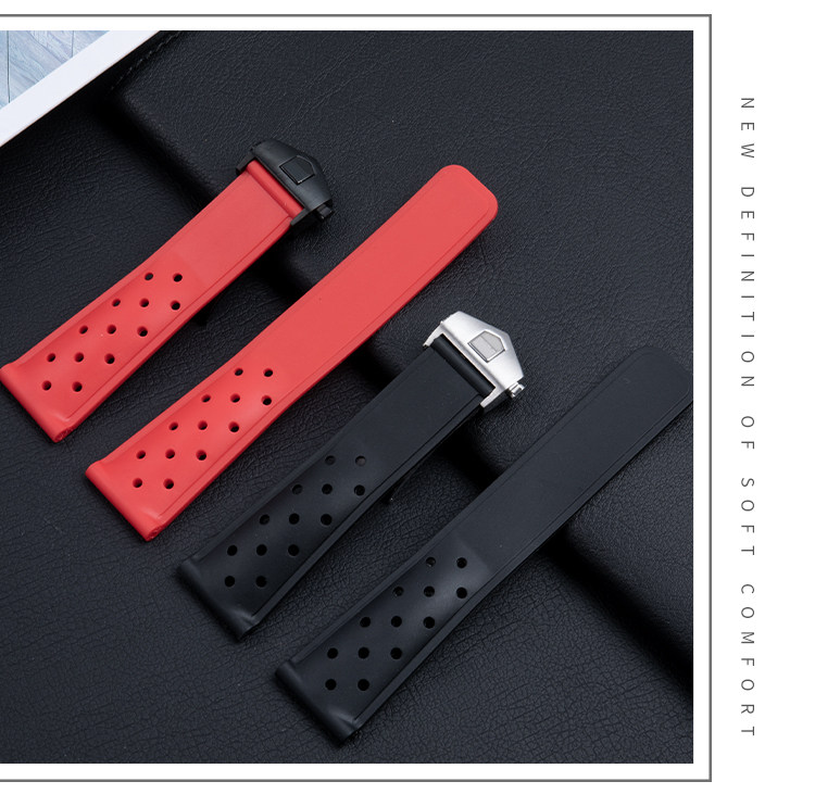 Bracelet De Montre TAG Heuer Caoutchouc Noir/rouge 22 Mm, Pour Formula 1, Modèle CAH1014