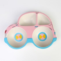 Silicone suction type childrens dinner plate car shape four grid childrens eating plate baby cartoon separation non-slip