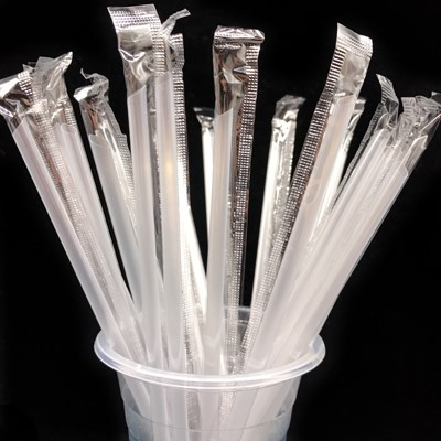 Milk tea straws disposable 1000 transparent independent packaging children's color creative art super long 26 cm thin