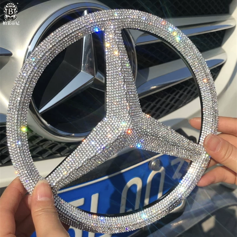 Подходит для украшения решетки центральной диаманта на Mercedes-Benz, модифицированный класс C, E, B, GLKCLAGLA, класс автомобиля, наклейка-авто, диаметр