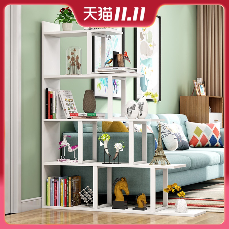 Living room shelf sofa next to partition cabinet decorative screen floor multi-layer flower stand simple modern steel wood shelf bookcase