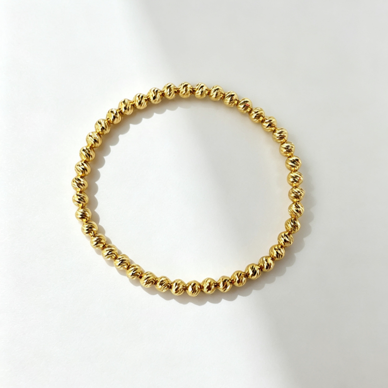18K Gold Sparkling Faceted Bead Bracelet, Extra Hard and Durable 4mm Faceted Beads, Fashionable and Versatile Bracelet, Perfect for Gifting 18K Gold Sparkling Faceted Bead Bracelet, Extra Hard and Durable 4mm Faceted Beads, Fashionable and Versatile Bracelet, Perfect for Gifting