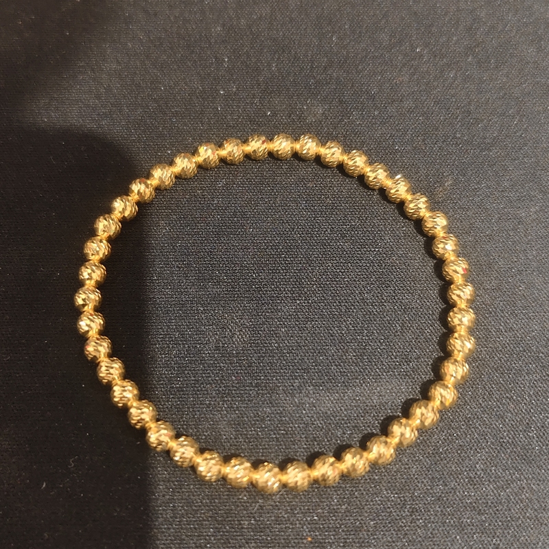 18K Gold, Sparkling Patterned Bracelet, Extra Hard and Sturdy 4mm Patterned Beads, Sparkling Bracelet