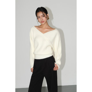 NEVA HU黑色V领毛衣女宽松2024秋冬新款设计感长袖百搭套头针织衫