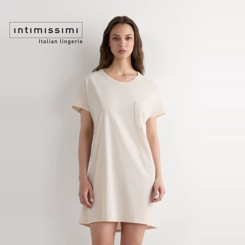 Intimissimi Supima® круглый вырез мягкий, комфортный и прохладный хлопковый домашний ночной халат PCN12A