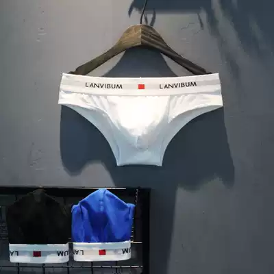 Two bikini men's underwear triangle cotton low waist half hip sexy U convex bag comfortable youth T shorts tide