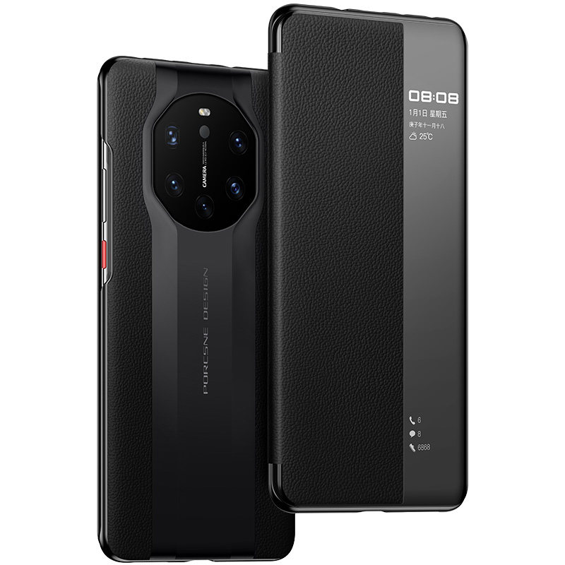 Huawei mate40rs Porsche mobile phone protective shell mete40rs genuine leather protective sleeves m40rs All-pack anti-fall Hide Version Flip business leather jacket Smart Windows ultra-thin upscale male