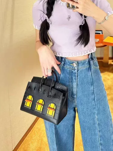 Кожаный домик, платиновая сумка, портативный ремешок для сумки, новая коллекция, крокодиловый принт