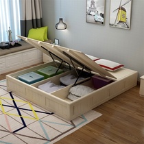 Solid Wood hydraulic high Box storage bed tatami single double air pressure Box Storage Bed Pine simple floor bed