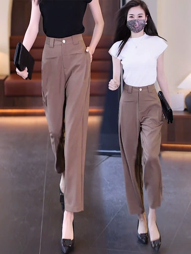 Летние приталенные штаны, костюм для отдыха, свободный прямой крой