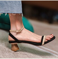 Gulvdinel Fashion Crashes with ~ ~ sandals women 2021 collage small balsamic wind heels thick heel middle heel