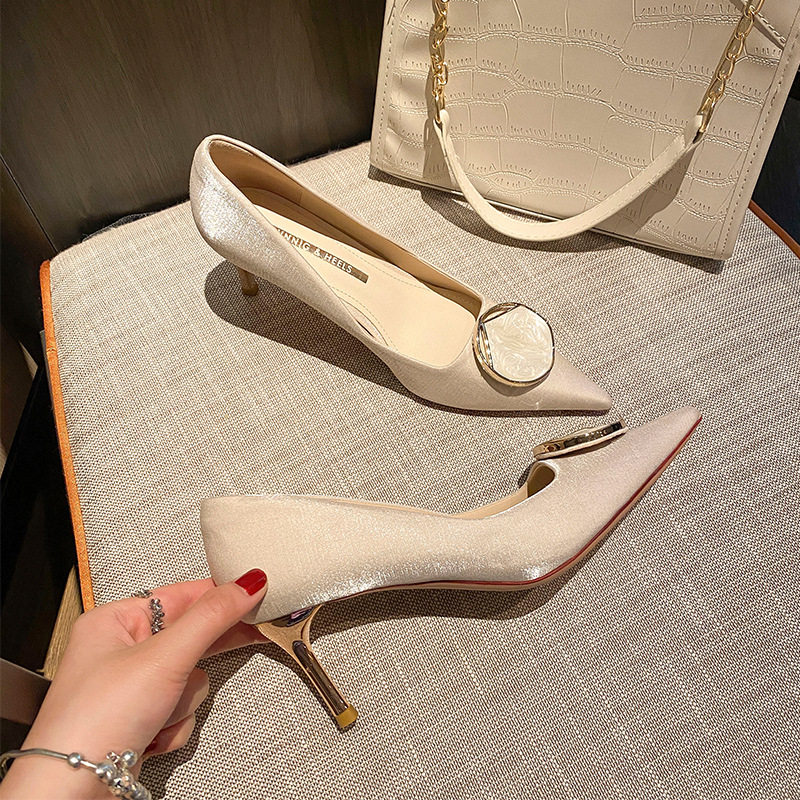 Gulvdinel Beauty Fried ~ Season 100 Hitch Type Teenage Girl Commute Shallow Mouth Pointed High Heel Shoes Woman Fine Heel Single Shoes