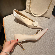 Gulvdinel Beauty Fried ~ Season 100 Hitch Type Teenage Girl Commute Shallow Mouth Pointed High Heel Shoes Woman Fine Heel Single Shoes