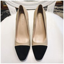 Goulvdinel small fragrant wind square head genuine leather texture High heel Shoes Female Coarse Heel Collage 100 Lapped Temperamental Single Shoes