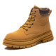 Martin boots men's work boots 2025 new autumn and winter high-top thick sole height-enhancing versatile leather boots men's big yellow boots