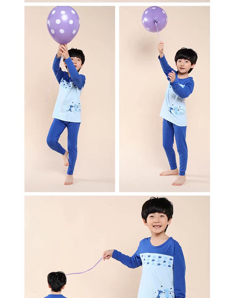 Giải phóng mặt bằng mã chính hãng InBron nam nữ trẻ em Lycra cổ tròn phần mỏng đồ lót trẻ em đặt quần mùa thu áo len cotton đồ bộ cho bé