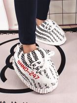 Spoof coconut yeezy back to the future cotton slippers Joe 1 black red big cotton shoes Kid coconut fat home cotton shoes