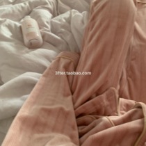 The peaches of the peaches of the nectar of the water) Teenage Girl Sensation Pink Tie Sleeping Suit ~ Autumn Winter Thin and Flannel Suede Home woman