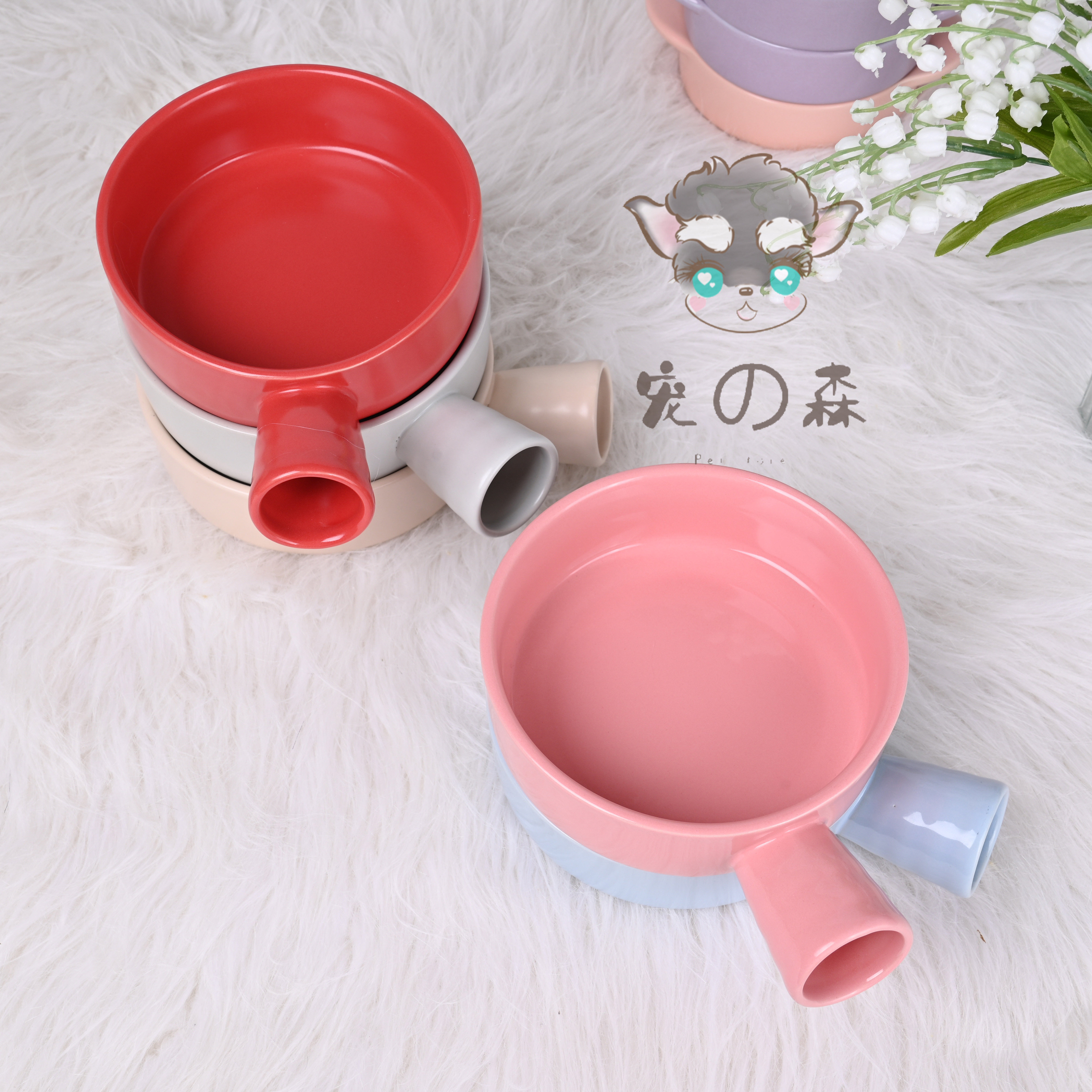 South Korea Bridge Ceramics Pet Milk Pot Pre-Bowl Milk Bowl Drinking Watery Pot Matte Dog