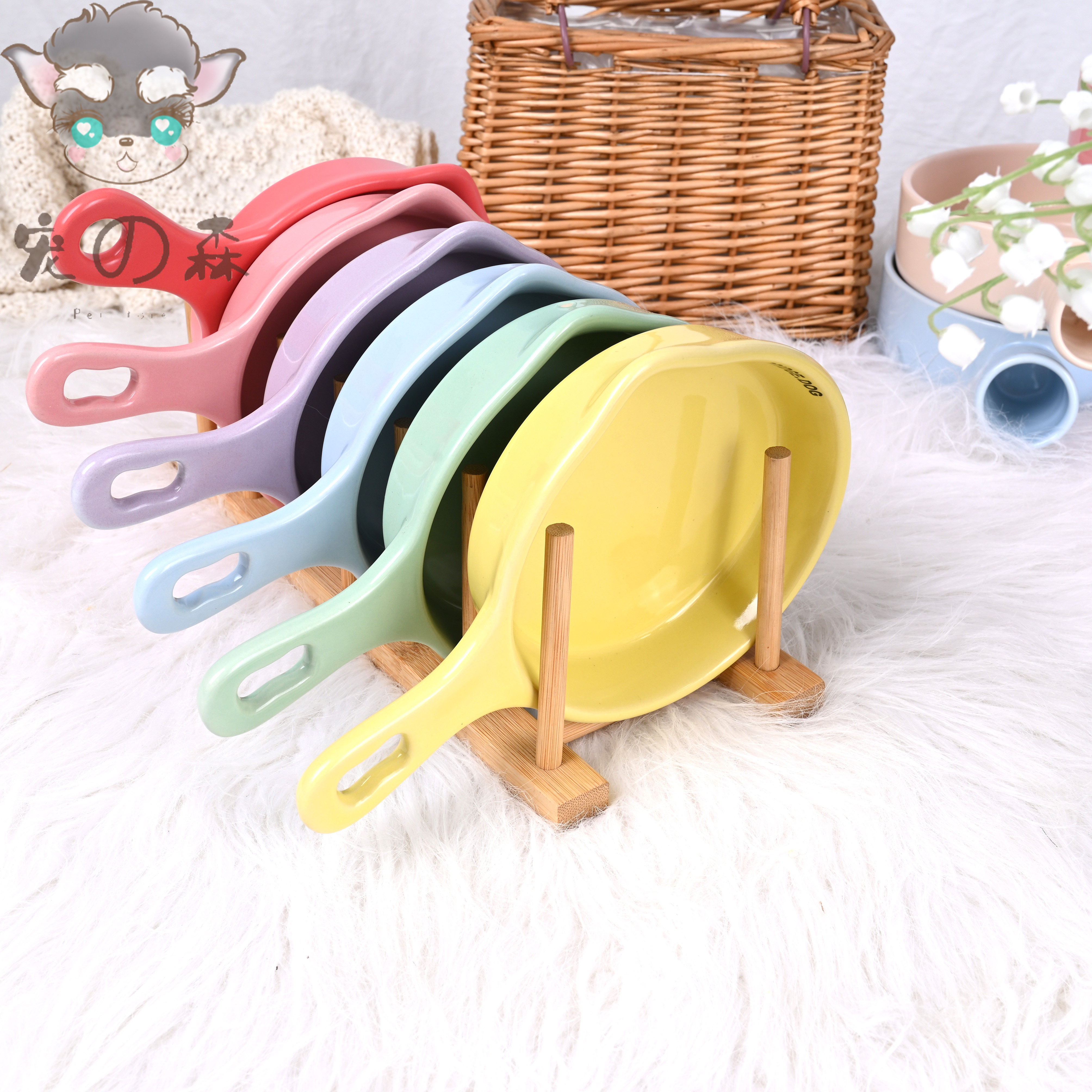 South Korea Bridge Ceramic Pan Same Cat Bowl Pre-meal Milk Bone Drinking Watery Pot Mate Dog Cat