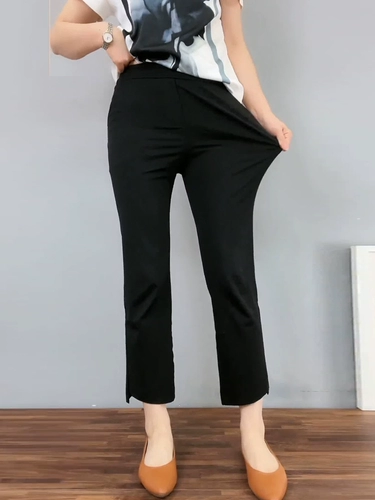 Штаны, высокая талия, свободный прямой крой, по фигуре