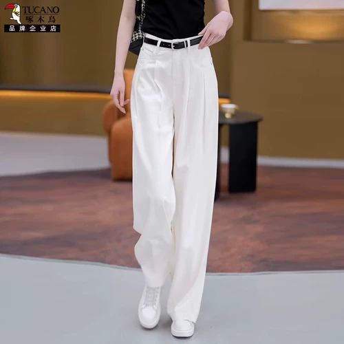 Белые тонкие джинсы, приталенные штаны, 2024 года, высокая талия, свободный прямой крой