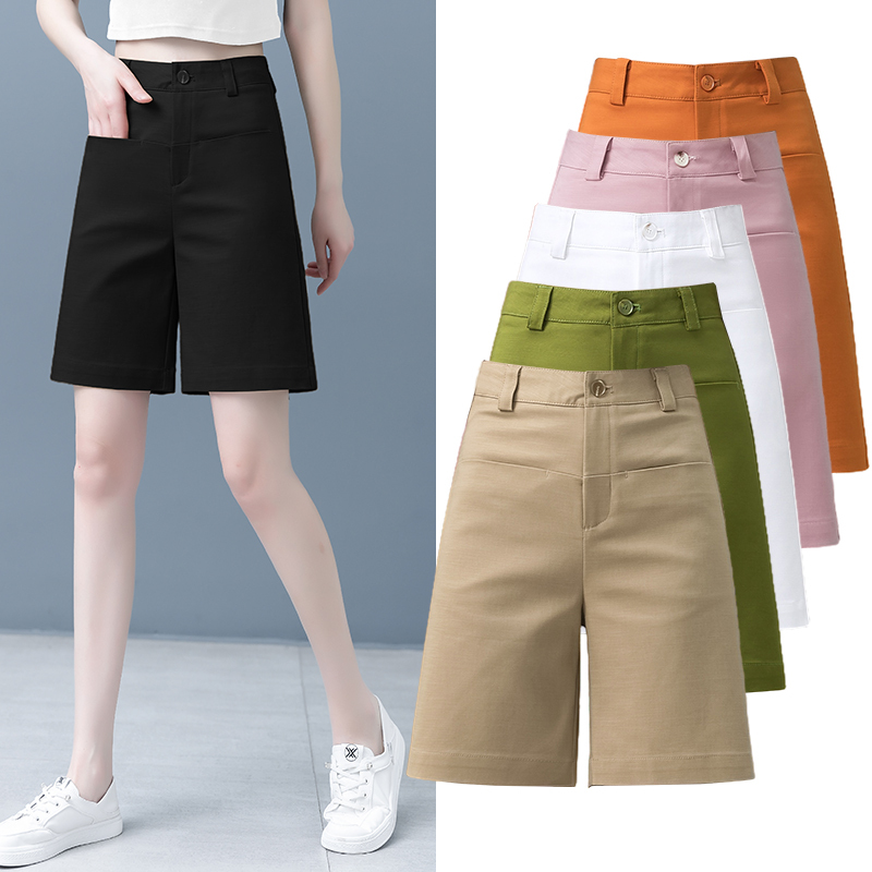 Woodpecker Summer Women's Shorts High-Waisted Loose Straight Five-Point Pants Thin Slimming Casual Mid-Length Wide-Leg Pants