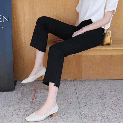 Штаны, высокая талия, свободный прямой крой, по фигуре