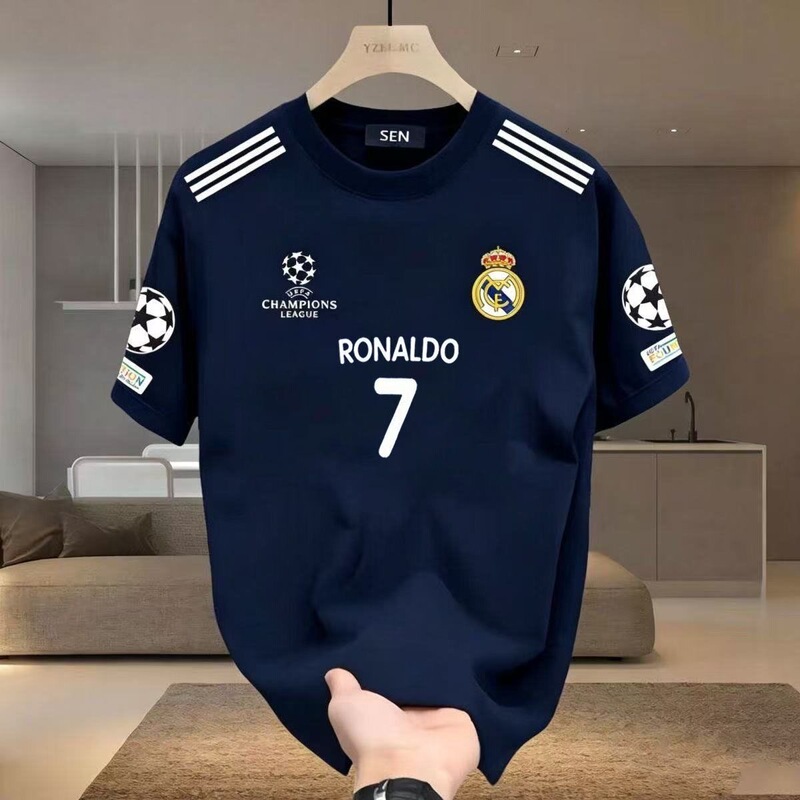 Champions League Football Barcelona Star Number New T-Shirt Training Summer Outdoor Sports Jersey Versatile Round Neck Short Sleeve