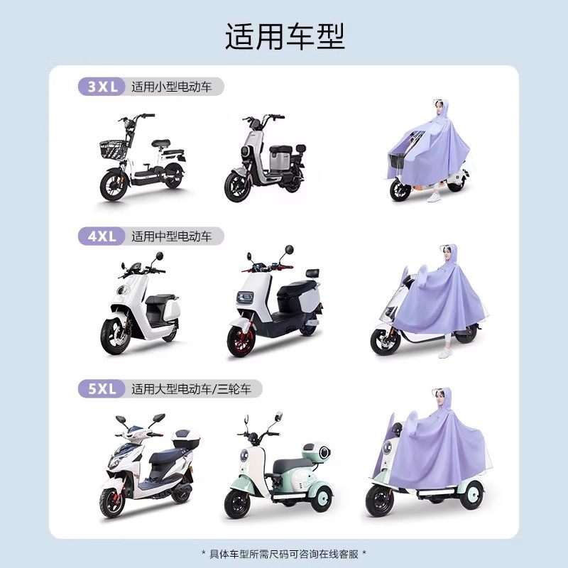Small and Medium-Sized Electric Tricycle Raincoat, Long Thickened Waterproof Poncho for Elderly Mobility Electric Vehicles, New Model