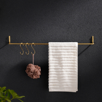 Brass kitchen toilet hanging wall-mounted drilling gold single towel Nordic creative 8mm bold