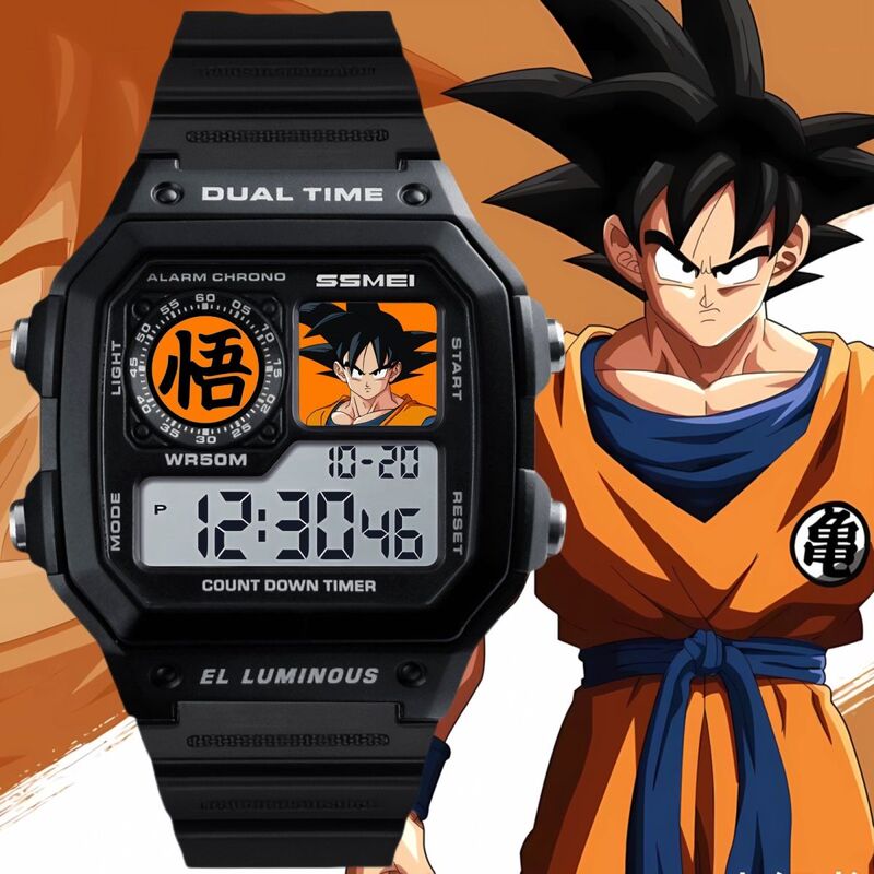 Dragon Ball Watch Goku Vegeta Anime Peripheral Two-Dimensional Small Square Student Electronic Watch Gift