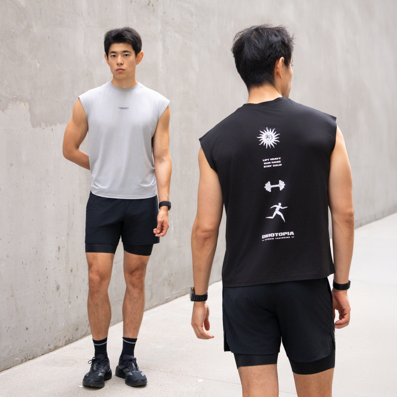 Driotopia2026 Summer Merino Wool Printed Vest Sports Breathable Sweat-Wicking Fitness Vest Sleeveless