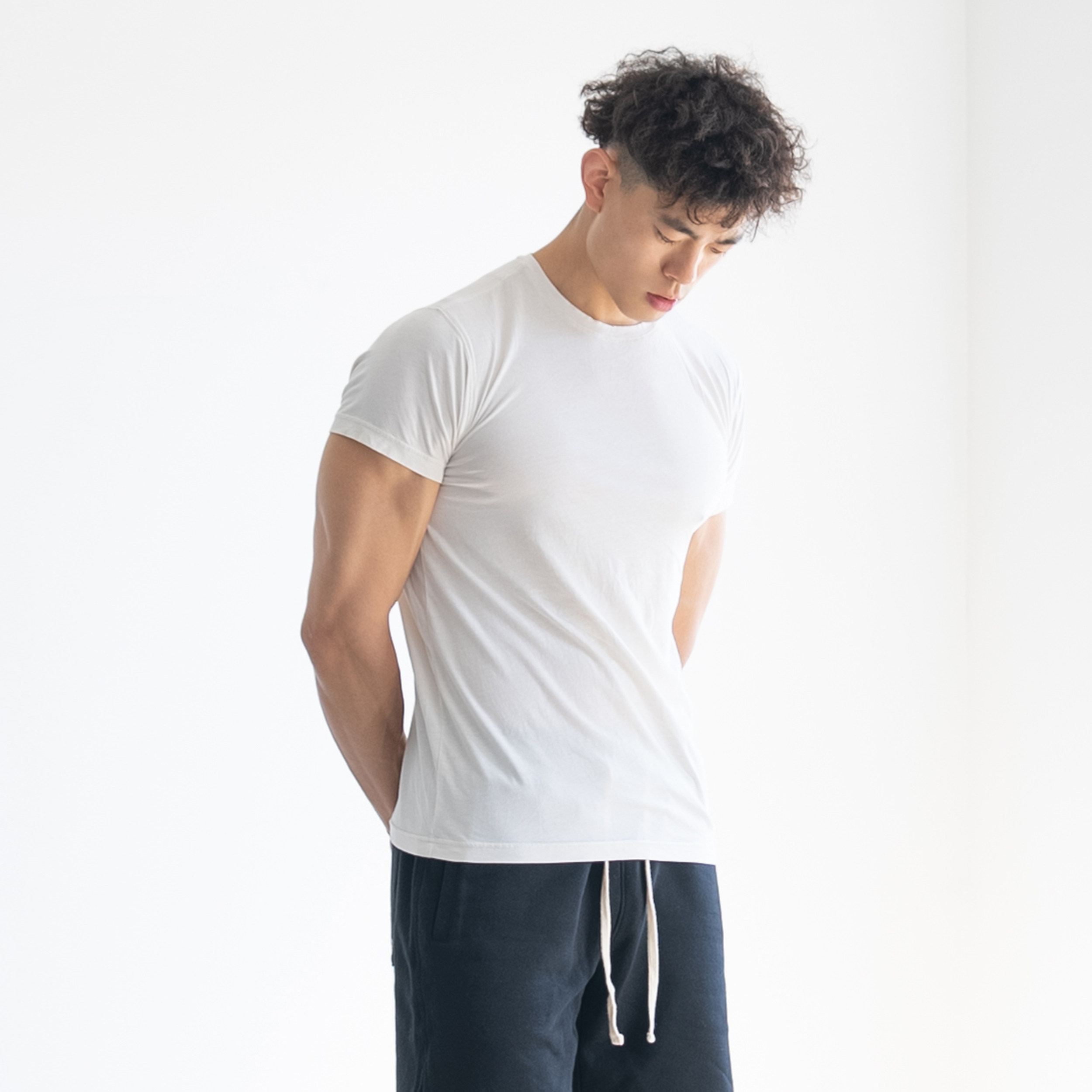 DRIOCO spring and summer new pima cotton short-sleeved men's self-cultivation casual solid color sports fitness cotton half-sleeve T-shirt