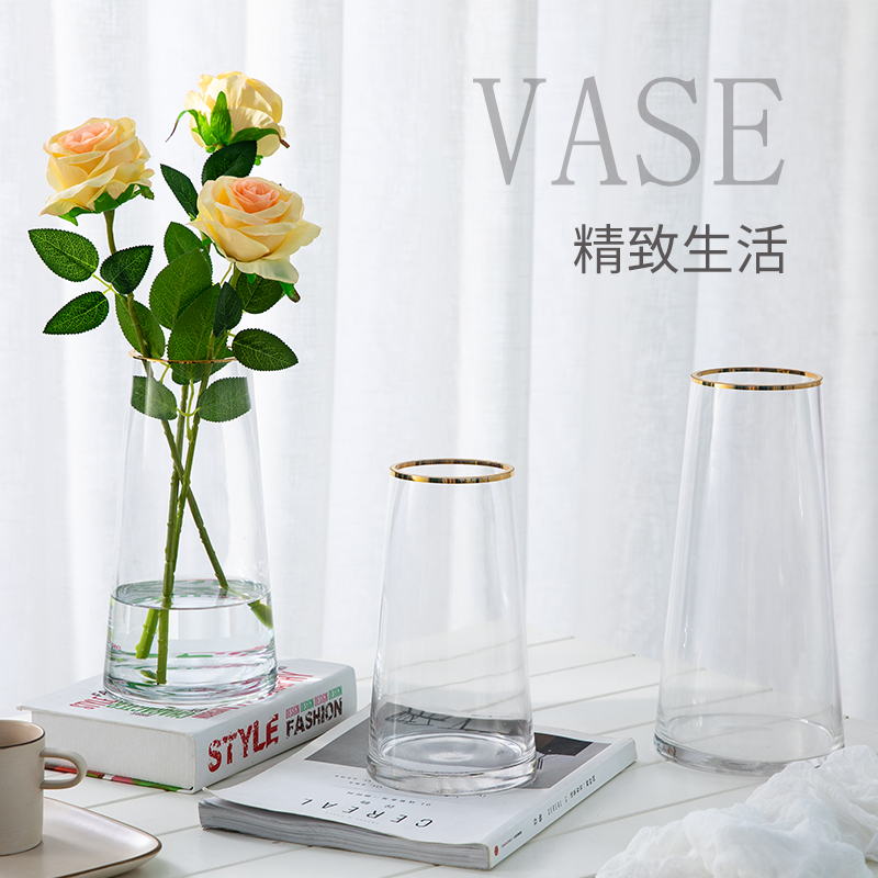 Light extravagant sketch Nordic minimalist vase glass transparent hydropony water bacon flowers lilies dried flower living-room flower arrangement pendulum pieces